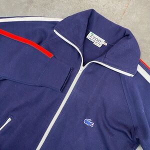VTG IZOD Lacoste Track Jacket Navy Red Stripe Full Zip Mens XS